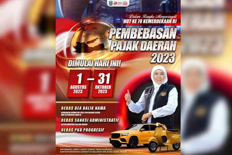 HUT ke-78 RI, Gubernur Khofifah Kembali Gelar Pembebasan Pajak Kendaraan