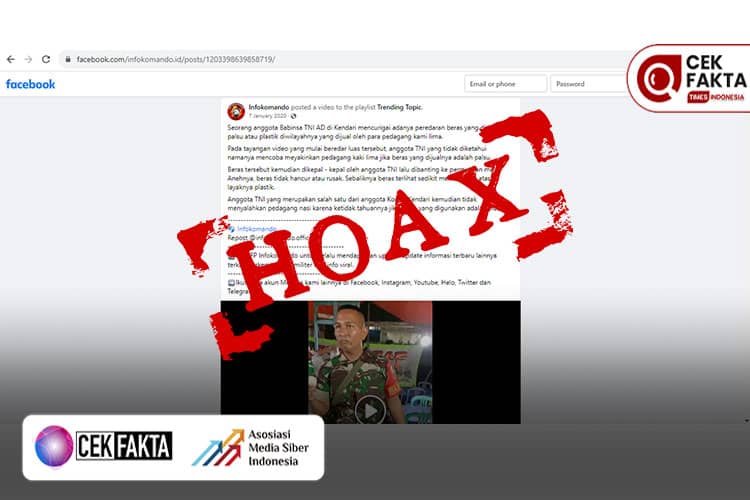 Cek Fakta: Klaim Beras Palsu di Kendari Ditemukan Babinsa TNI yang Tidak Benar
