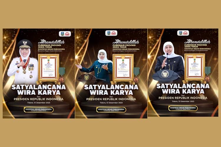 Gubernur Khofifah Terima Satyalancana Wira Karya Pembangunan Kelautan