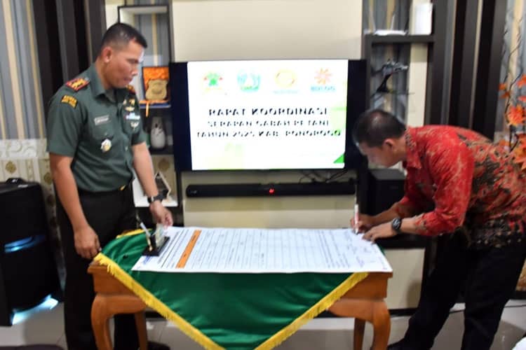 Kodim 0802 Ponorogo Gelar Rakor Sergap dan Optimalisasi Pengolahan Gabah Kering Panen