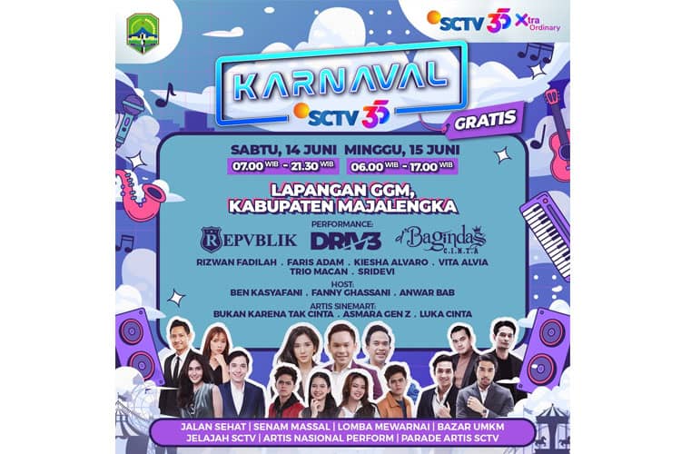 Karnaval SCTV Menyapa Majalengka, Hadirkan Musisi Ternama dan Artis Sinetron Tanah Air