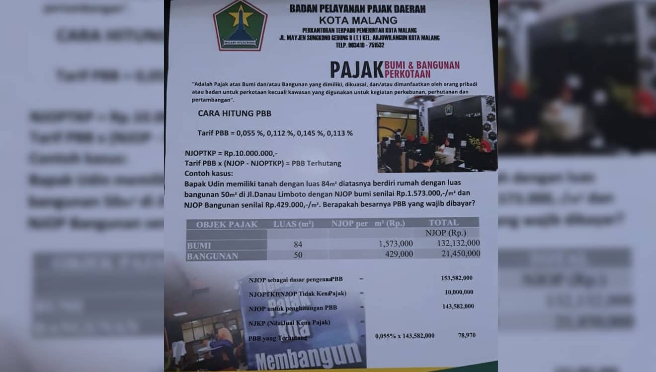 Begini Cara Hitung PBB Perkotaan di Kota Malang