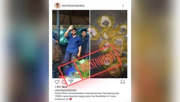 Hoaks, Berita Viral Aamir Khan Taruh Uang 15000 Rupee di Dalam 1 Kg Tepung Bantuan