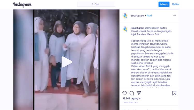 [CEK FAKTA] Video Kelompok Wanita Berhijab Injak Bendera Merah Putih Demi Konten TikTok