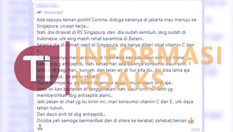 [CEK FAKTA] Kunyah Dauh Sirih Bisa Atasi Covid-19