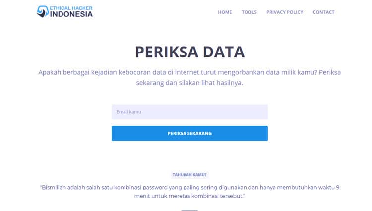 Takut Kebocoran Data Pribadi ? Bisa Cek di PeriksaData