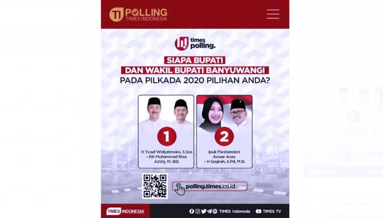 Polling TIMES Indonesia, Yusuf-Gus Riza Gantian Ungguli Ipuk-Sugirah