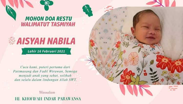Indahnya Arti Nama Aisyah Nabila, Cucu Pertama Gubernur Jatim Khofifah