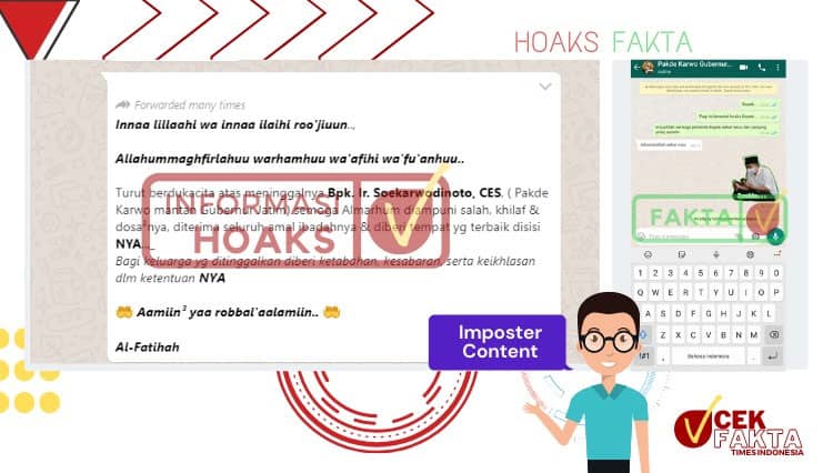 [CEK FAKTA] Pakde Karwo Mantan Gubernur Jatim Meninggal Dunia