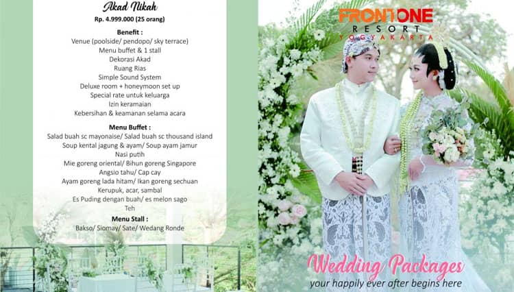 Paket Intimate Wedding di Front One Resort Yogyakarta Mulai Rp 4,9 Juta
