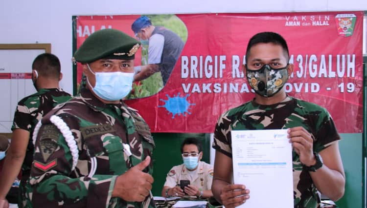 Brigif Raider 13/Galuh Tasikmalaya Lakukan Vaksinasi Covid-19 Tahap 2