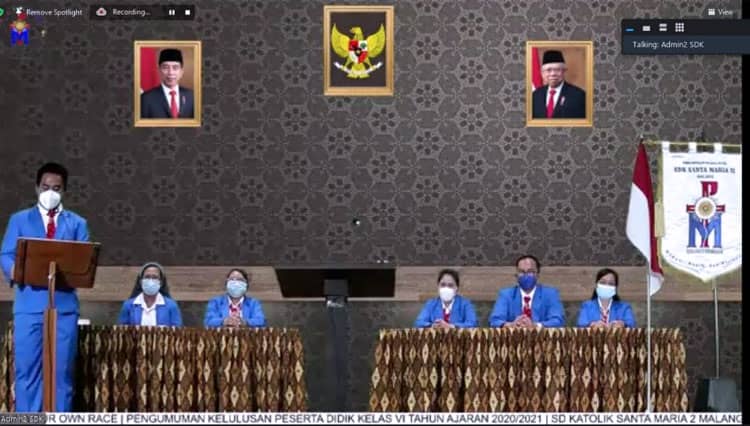 Dilaksanakan Secara Virtual, Wisuda Kelas VI SDK Santa Maria 2 Malang Berjalan Khidmat
