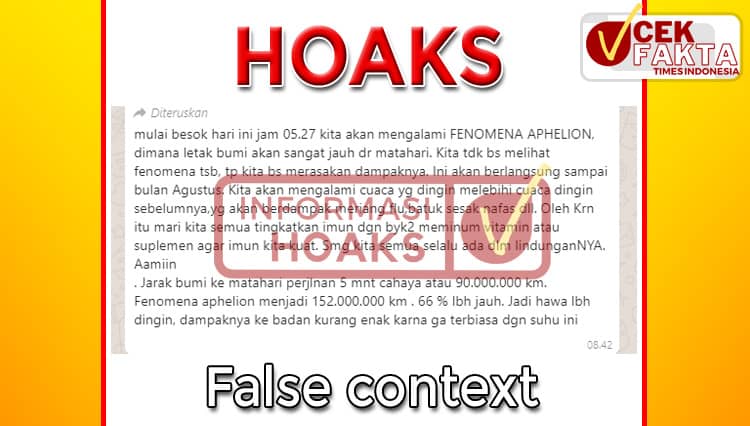 [CEK FAKTA] Fenomena Aphelion, Cuaca Dingin hingga Agustus
