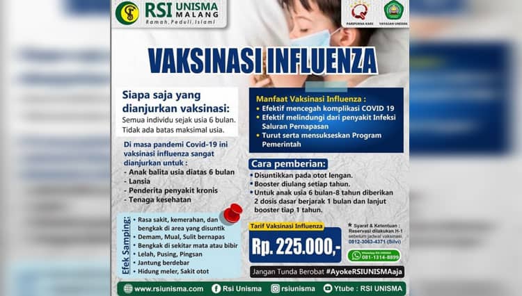 RSI Unisma Malang Siapkan Vaksinasi Influenza