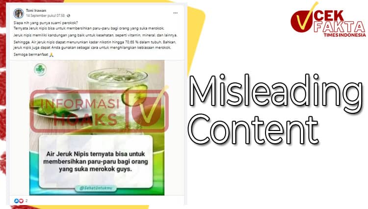 [CEK FAKTA] Air Jeruk Nipis Bisa Bersihkan Paru-Paru Perokok dengan Menurunkan Kadar Nikotin
