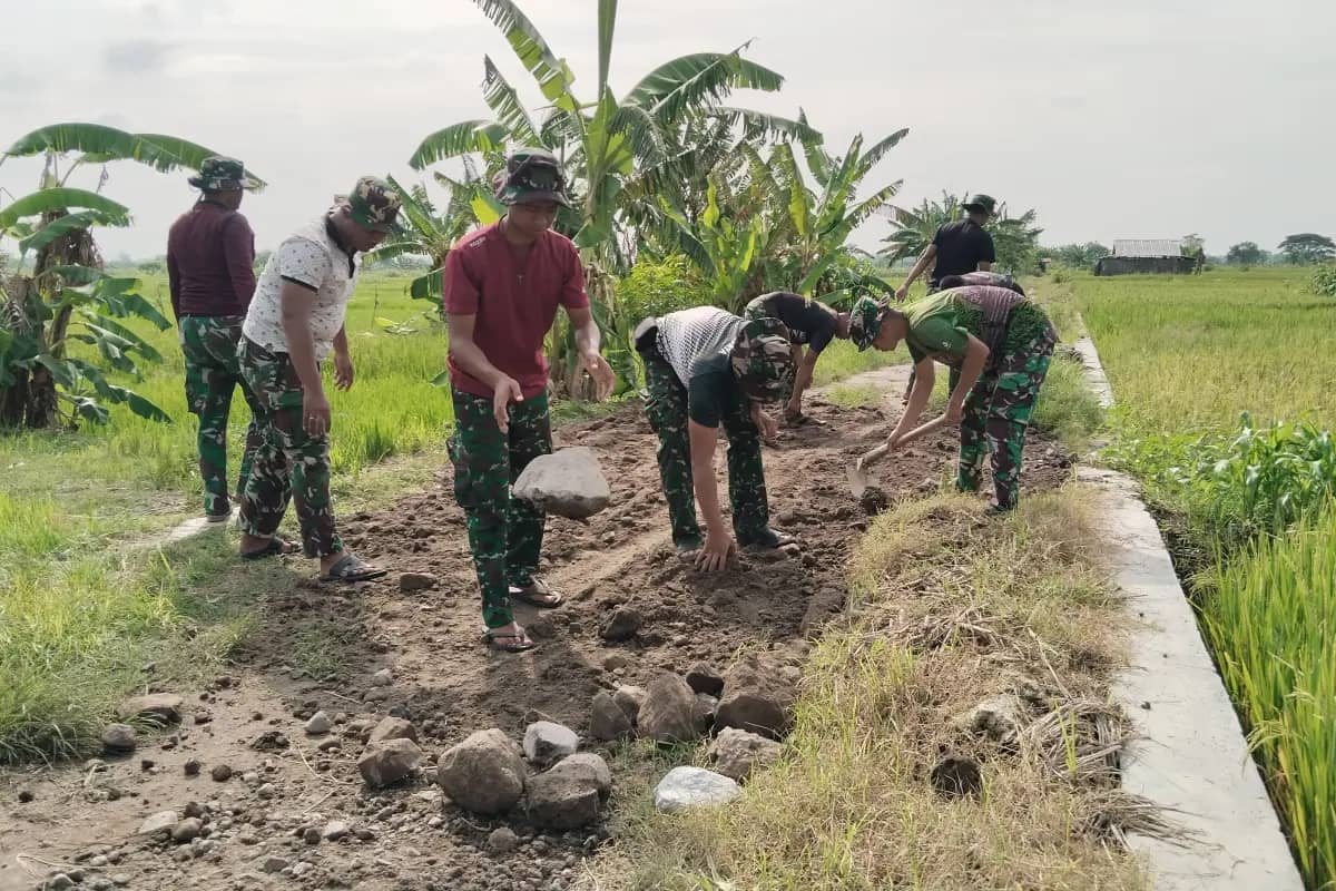 TMMD 128 Gresik Hidupkan Gotong Royong Warga Lingsir lewat Pembangunan JUT