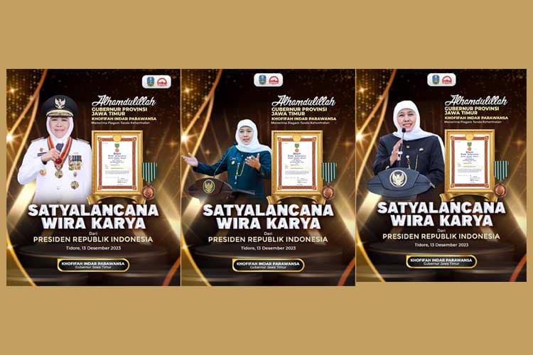 Gubernur Khofifah Terima Satyalancana Wira Karya Pembangunan Kelautan