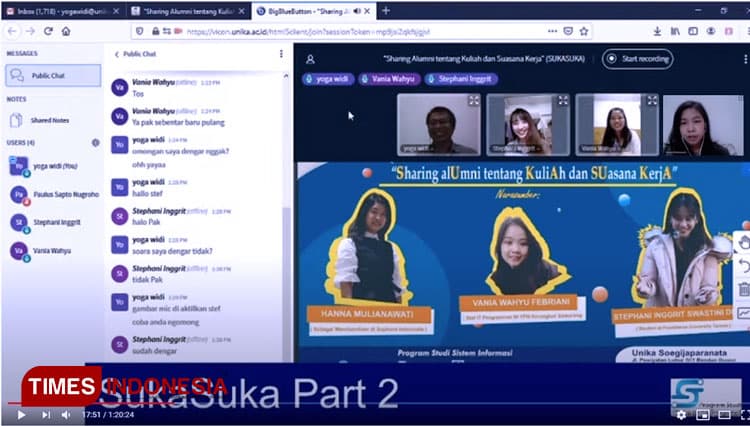 Prodi Sistem Informasi UNIKA Soegijapranata Adakan Sharing Online Bersama Alumni