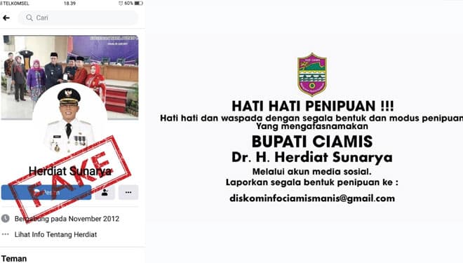 Hati-hati, Ada Akun Facebook Palsu yang Mengaku Bupati Ciamis