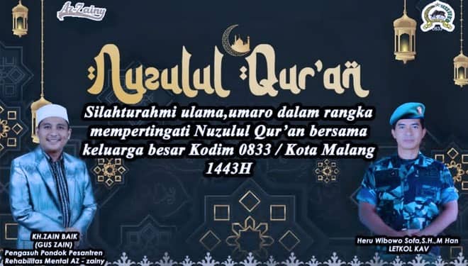Kodim 0833 Kota Malang Akan Gelar Peringatan Nuzulul Quran dan Silaturahmi Ulama
