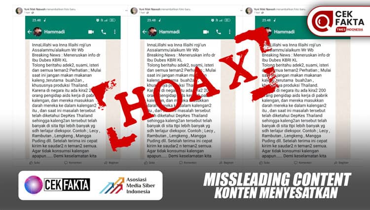CEK FAKTA: Hoaks Makanan Kaleng dari Thailand Terkontaminasi Darah Pengidap AIDS