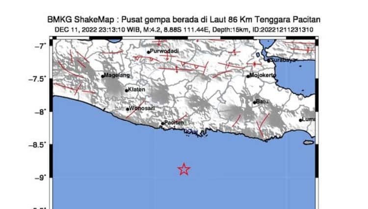 Gempa Bumi Tektonik M 4,2 Kembali Guncang Pacitan, BPBD: Tetap Tenang