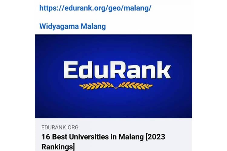 UWG Malang Menduduki Posisi Ke-6 Perguruan Tinggi Terbaik di Kota Malang Versi EduRank