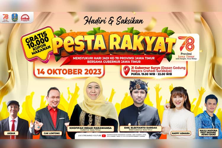 Gubernur Khofifah dan Wagub Emil Ajak Masyarakat Hadiri Pesta Rakyat Hari Jadi ke-78 Provinsi Jatim