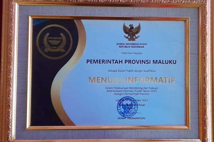 Monev Keterbukaan Informasi 2023, KIP Beri Penghargaan 'Menuju Informatif' untuk Pemprov Maluku