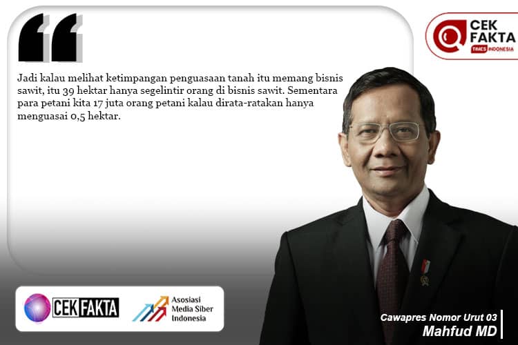 Cek Fakta: Mahfud MD Sebut 17 Juta Petani Rerata Hanya Kuasai 0,5 Hektare