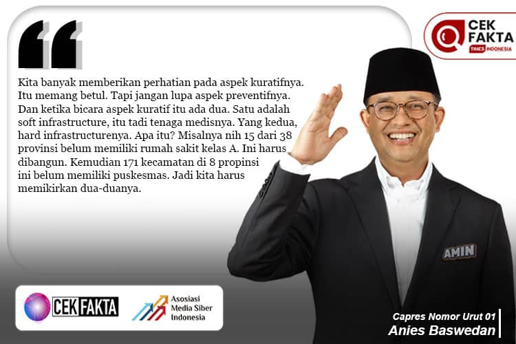 Cek Fakta: Anies Baswedan Sebut Ada 171 Kecamatan di 8 Provinsi Belum Miliki Puskesmas