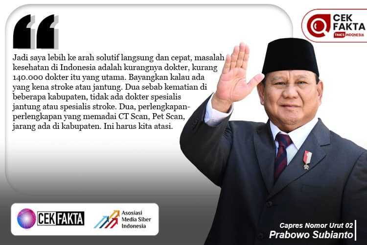 CEK FAKTA: Prabowo Sebut Stroke dan Jantung Jadi Penyebab Utama Kematian di Indonesia