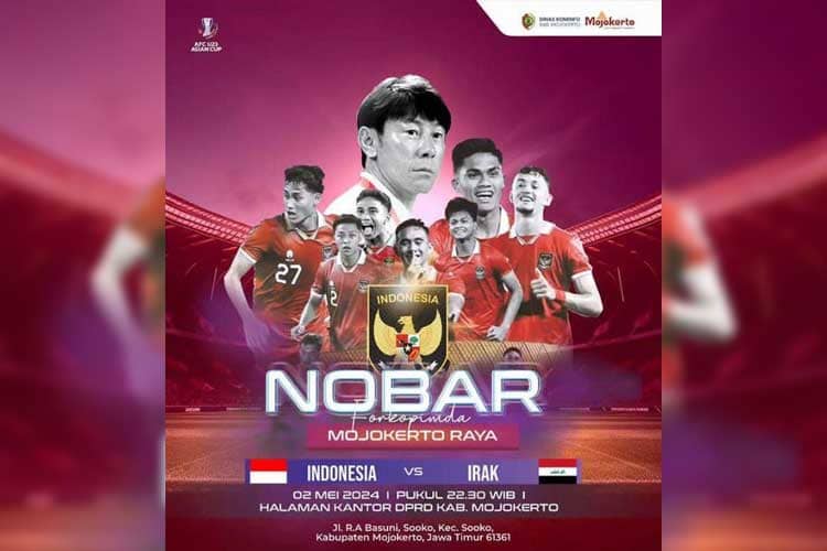 Daftar Tempat Nobar Timnas Indonesia vs Irak di Kabupaten Mojokerto