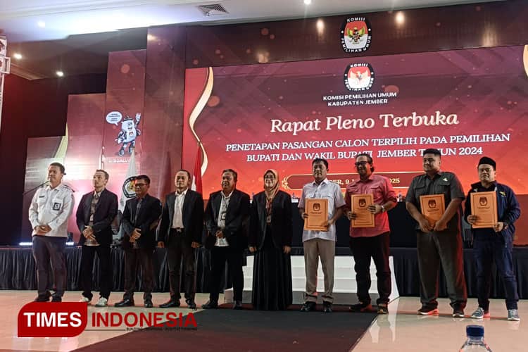 Hendy-Firjaun Absen, KPU Jember Tetapkan Fawait-Djoko Jadi Bupati dan Wakil Bupati Terpilih