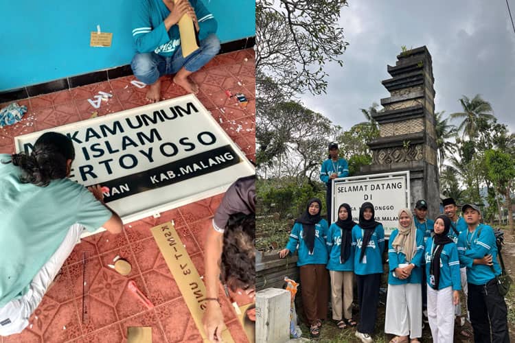 Aksi Nyata KSM-T Unisma Malang Pembuatan dan Pemasangan Plang Makam