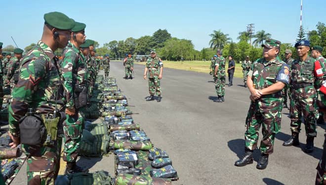 Pasukan Pemukul Reaksi Cepat TNI Gelar Upacara Kesiapan di Lanud Abdulrahman Saleh