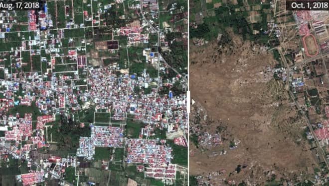 Hasil Citra Satelit, Ratusan Hektare Area di Palu dan Sigi Amblas