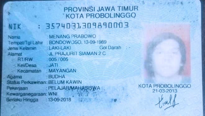 E-KTP Atas Nama Menang Prabowo di Kota Probolinggo Menyita Perhatian Publik