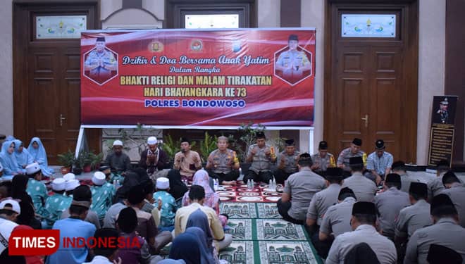 Sambut HUT Bhayangkara ke-73, Polres Bondowoso Doa Bersama Anak Yatim