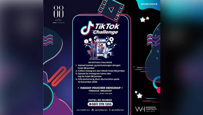 Ikut TikTok Challenge Bisa Menginap Gratis di Hotel 88 Jember, Mau?