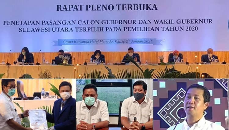 KPU Sulut Tetapkan Olly-Steven Pemenang Pilgub Sulut 2020