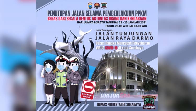 PPKM Surabaya, Ini Daftar Ruas Jalan yang akan Ditutup