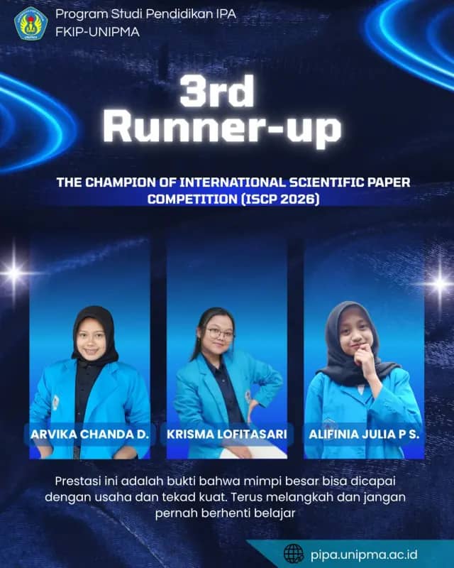Prestasi Internasional; Tim Mahasiswa Pendidikan IPA UNIPMA Madiun Sabet 3rd Runner Up di ISCP 2026